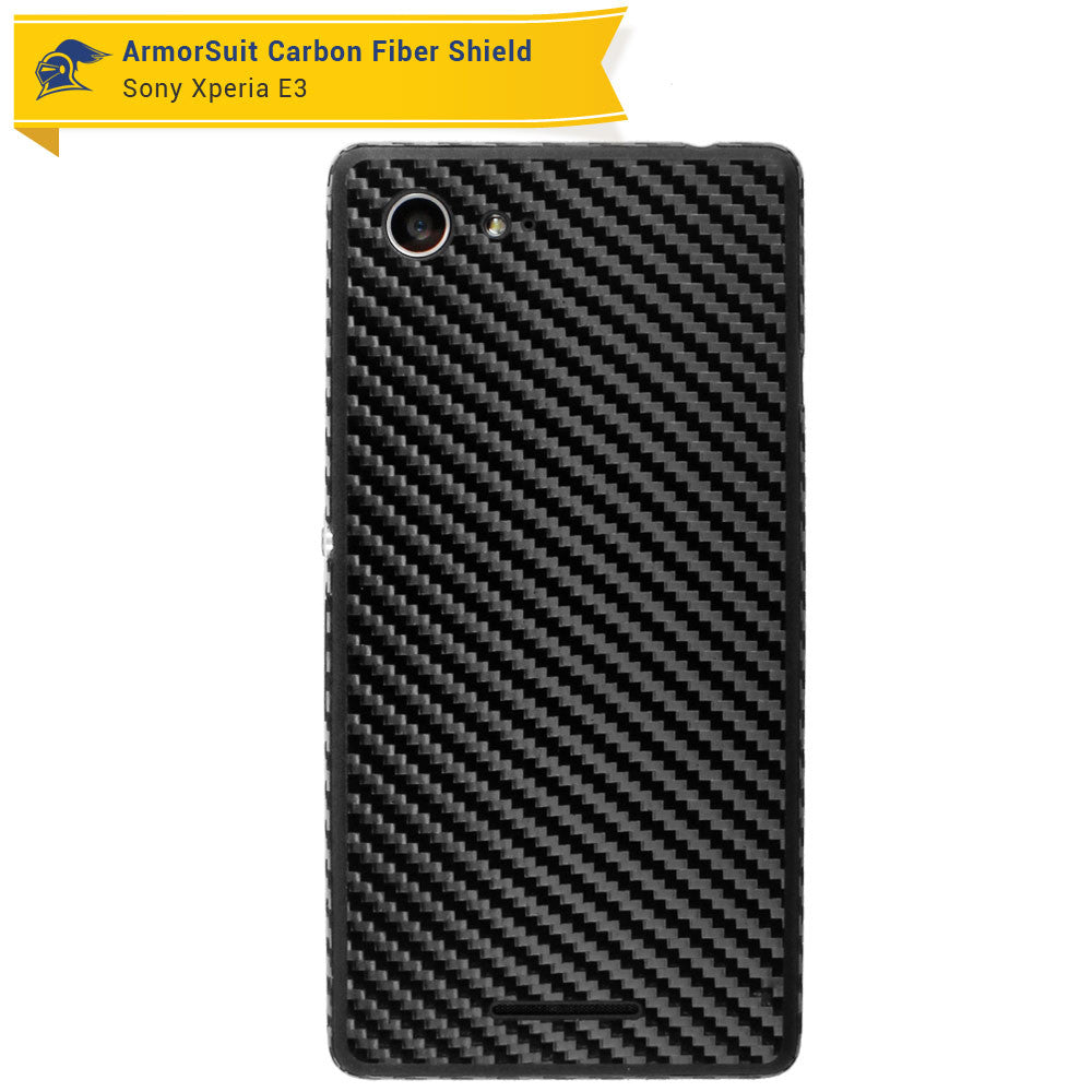 Sony Xperia E3 Screen Protector + Black Carbon Fiber Skin