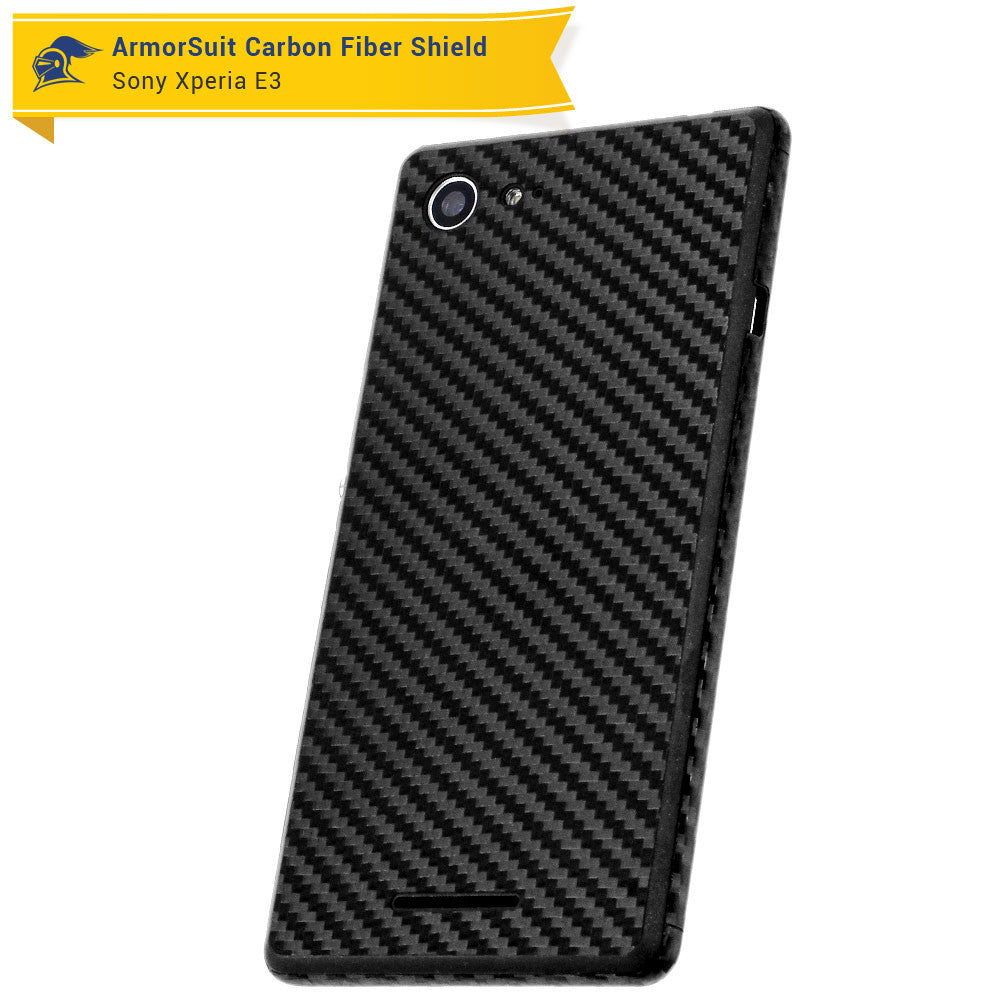 Sony Xperia E3 Screen Protector + Black Carbon Fiber Skin
