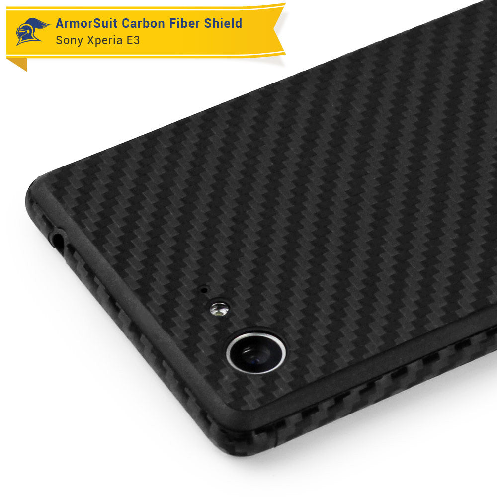 Sony Xperia E3 Screen Protector + Black Carbon Fiber Skin
