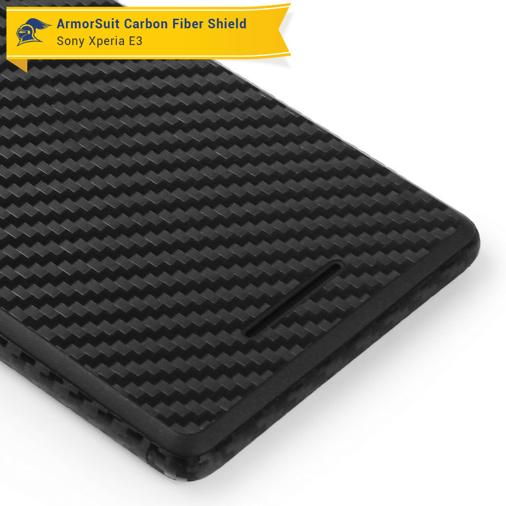 Sony Xperia E3 Screen Protector + Black Carbon Fiber Skin