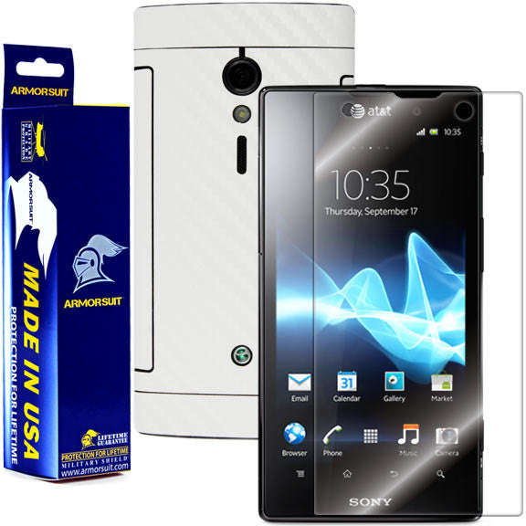 Sony Ericsson Xperia ion Screen Protector + White Carbon Fiber Film Protector