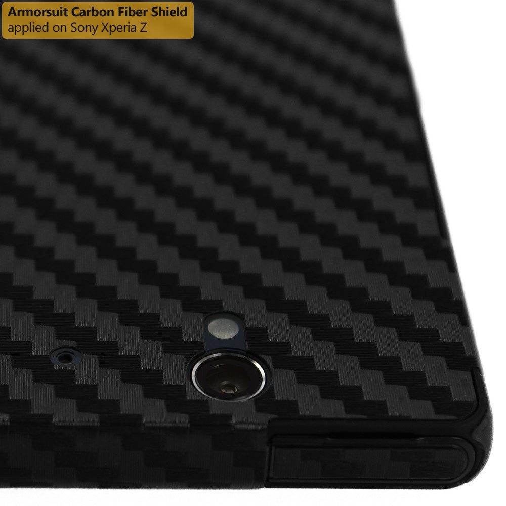 Sony Xperia Z Screen Protector + Black Carbon Fiber Skin Protector