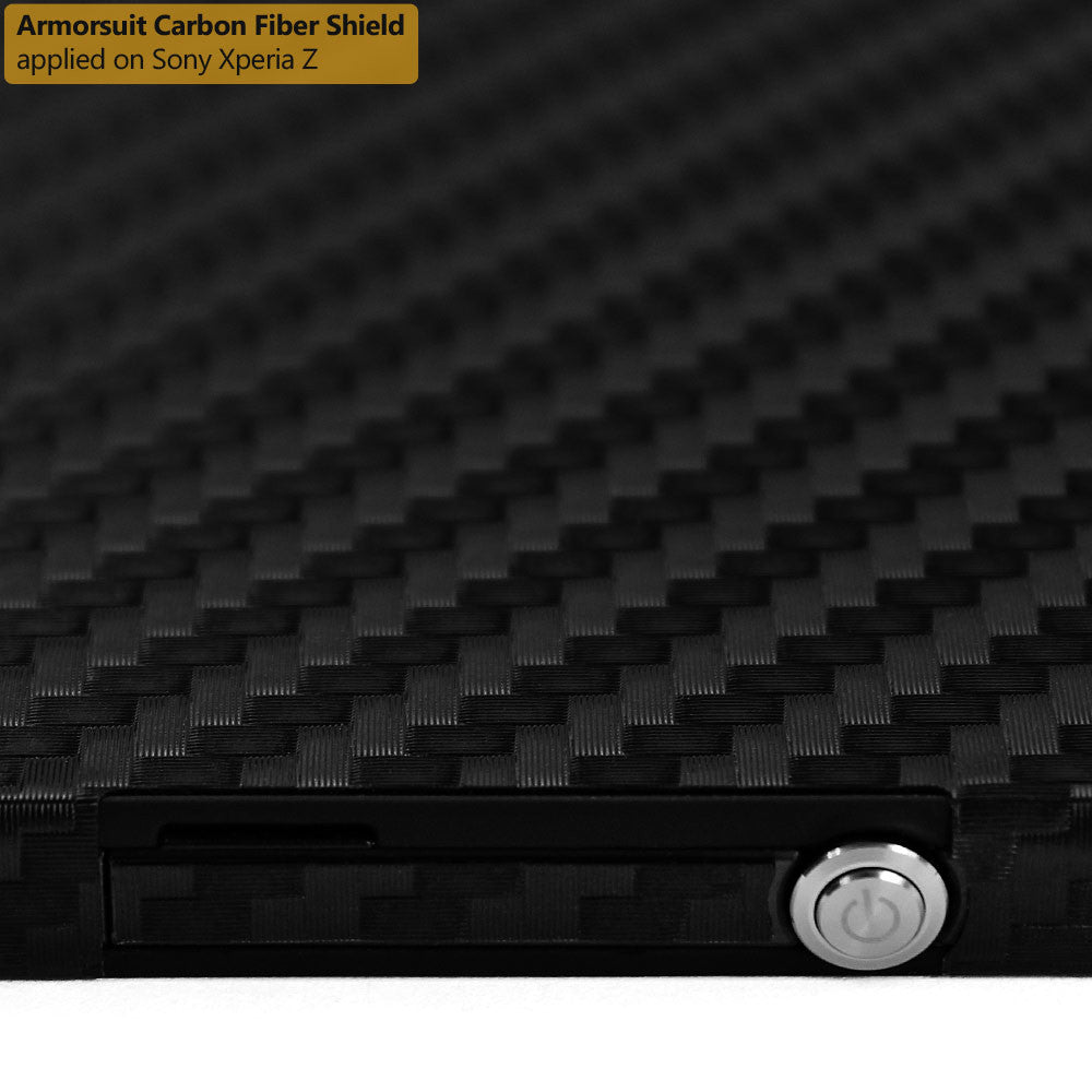 Sony Xperia Z Screen Protector + Black Carbon Fiber Skin Protector