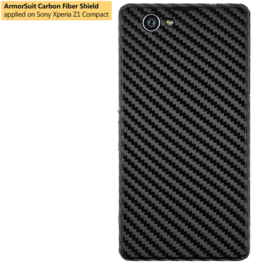 Sony Xperia Z1 Compact Screen Protector + Black Carbon Fiber Film Protector