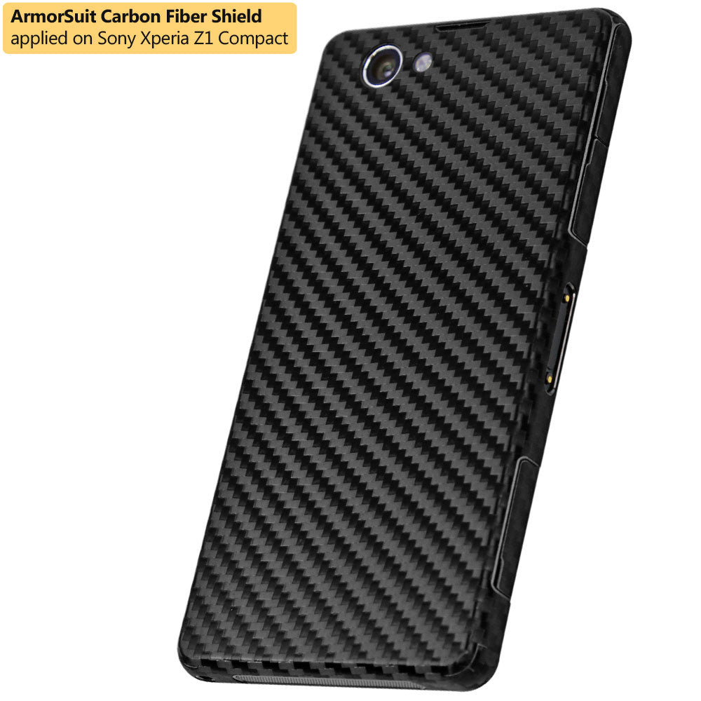 Sony Xperia Z1 Compact Screen Protector + Black Carbon Fiber Film Protector