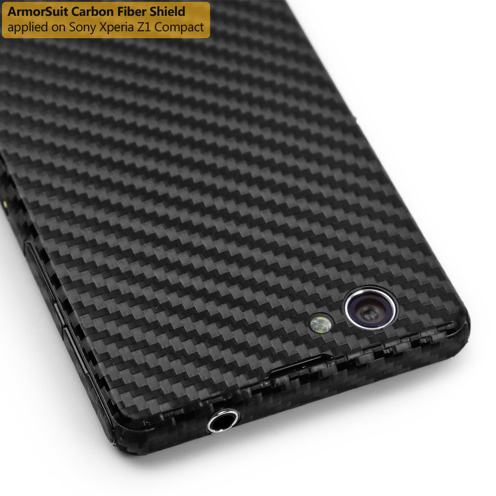 Sony Xperia Z1 Compact Screen Protector + Black Carbon Fiber Film Protector