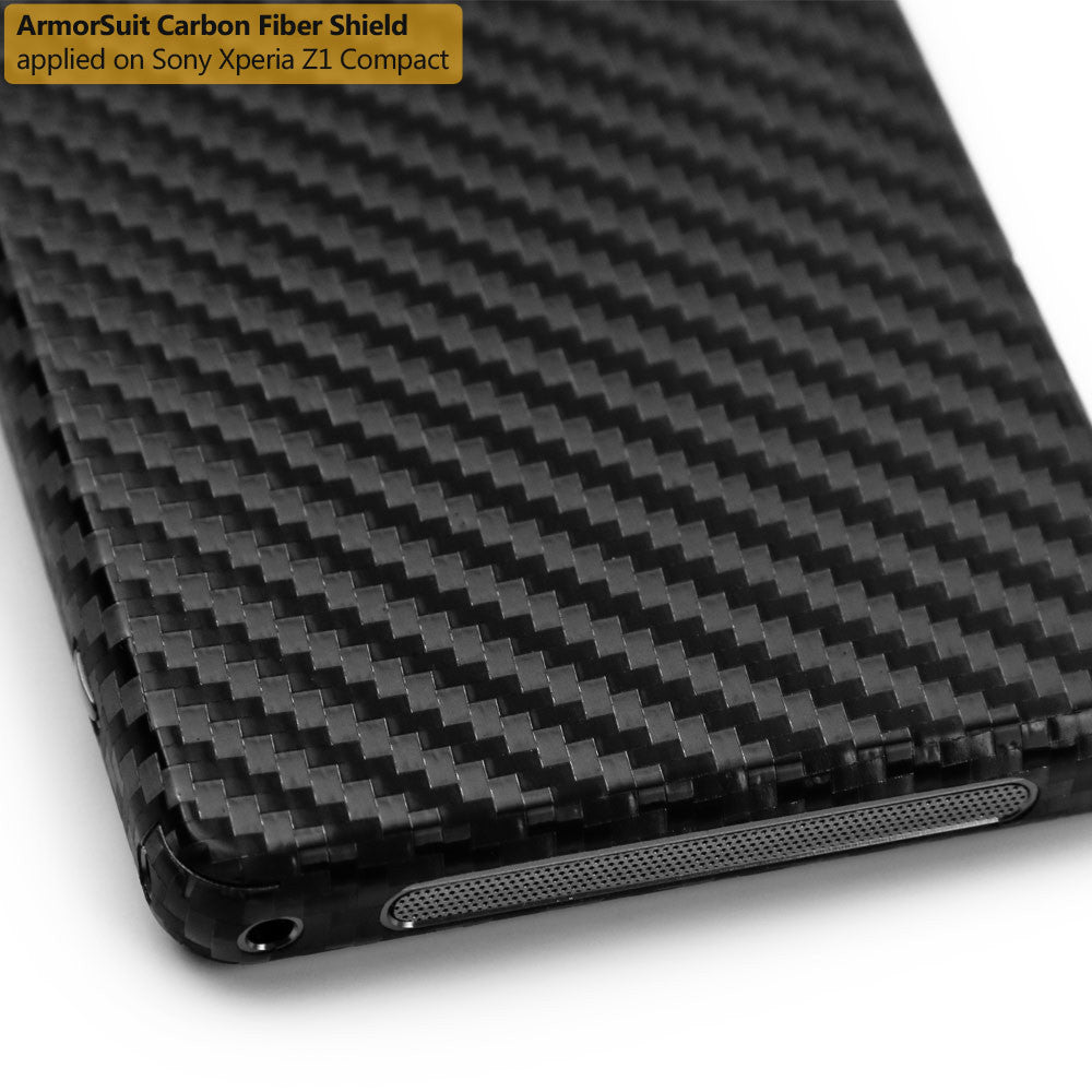 Sony Xperia Z1 Compact Screen Protector + Black Carbon Fiber Film Protector