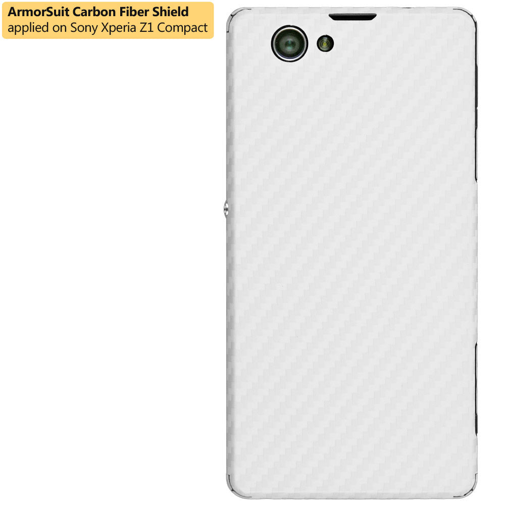Sony Xperia Z1 Compact Screen Protector + White Carbon Fiber Film Protector