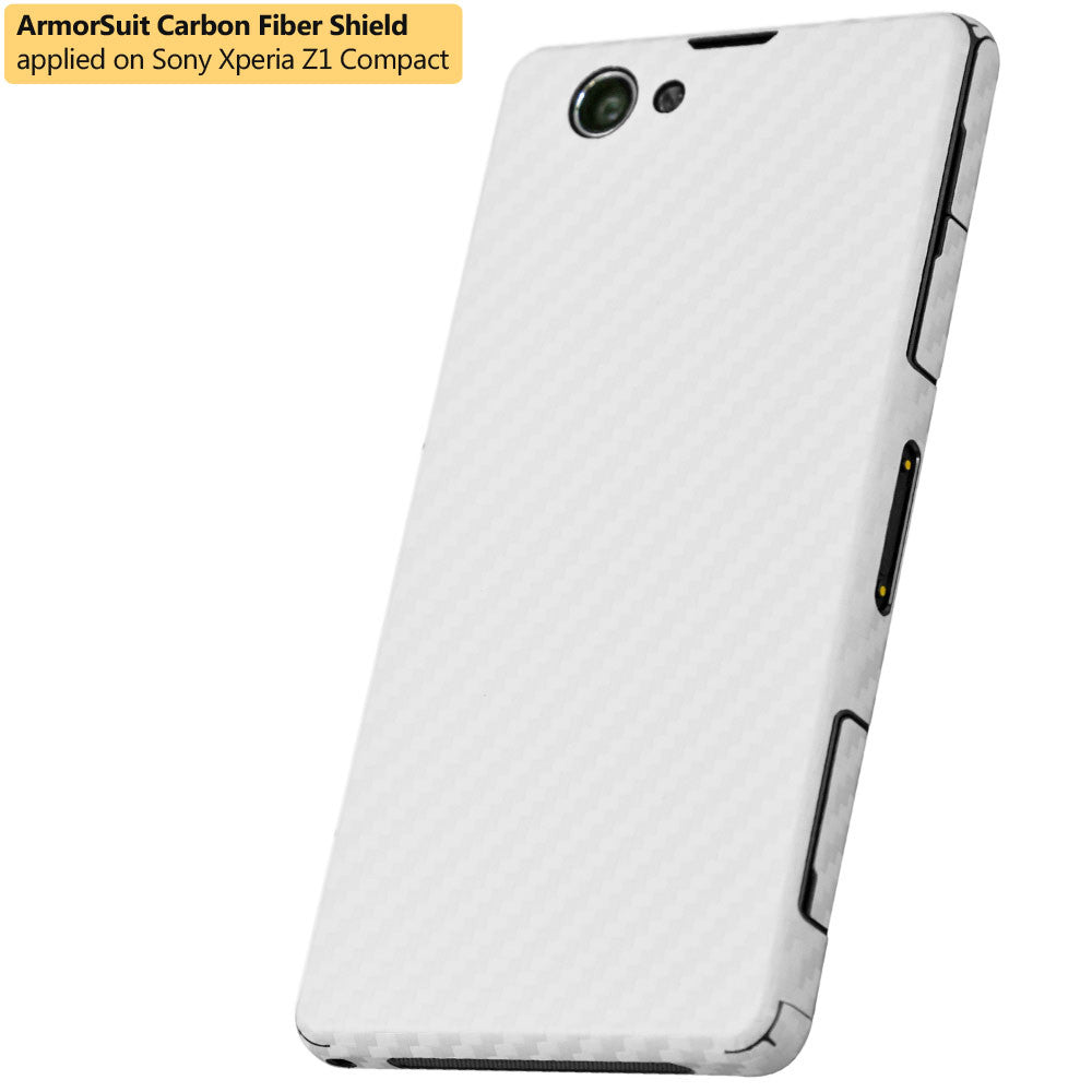 Sony Xperia Z1 Compact Screen Protector + White Carbon Fiber Film Protector