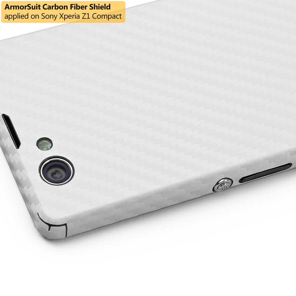 Sony Xperia Z1 Compact Screen Protector + White Carbon Fiber Film Protector