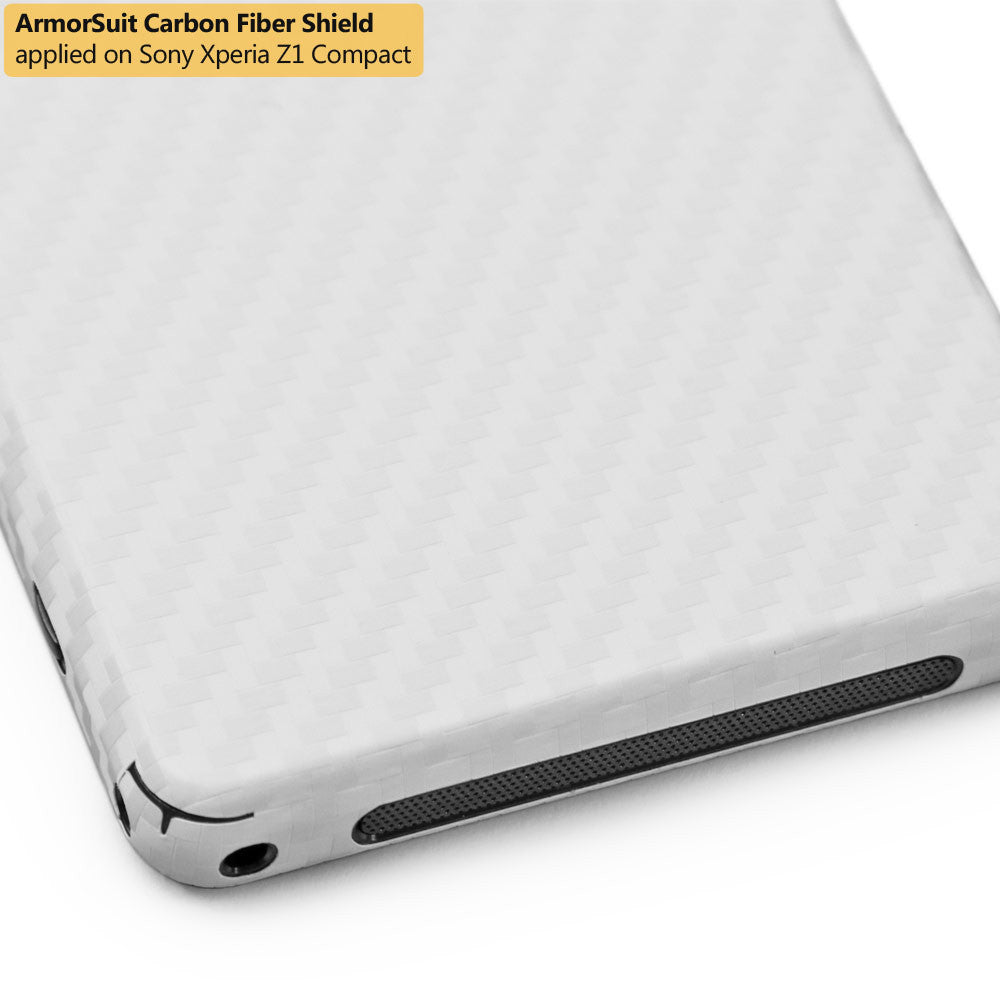 Sony Xperia Z1 Compact Screen Protector + White Carbon Fiber Film Protector