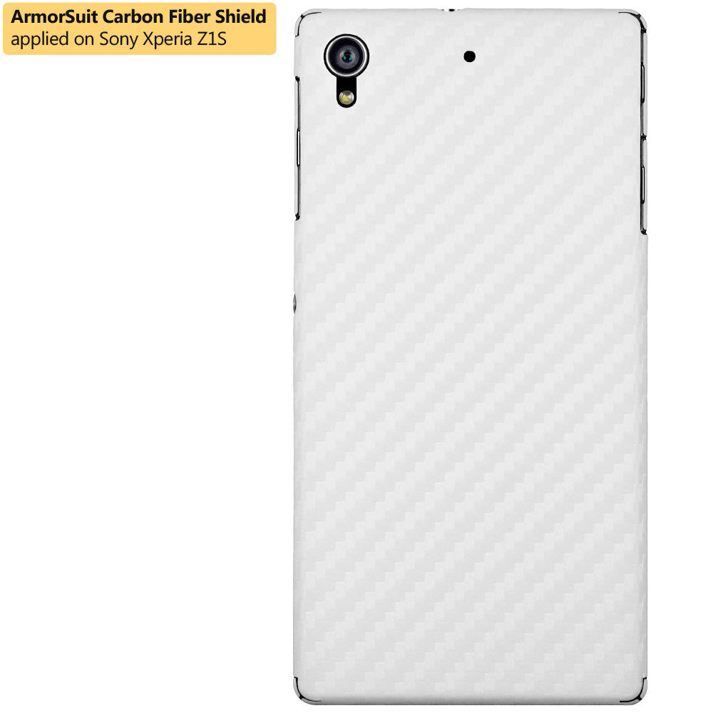 Sony Xperia Z1S Screen Protector + White Carbon Fiber Film Protector