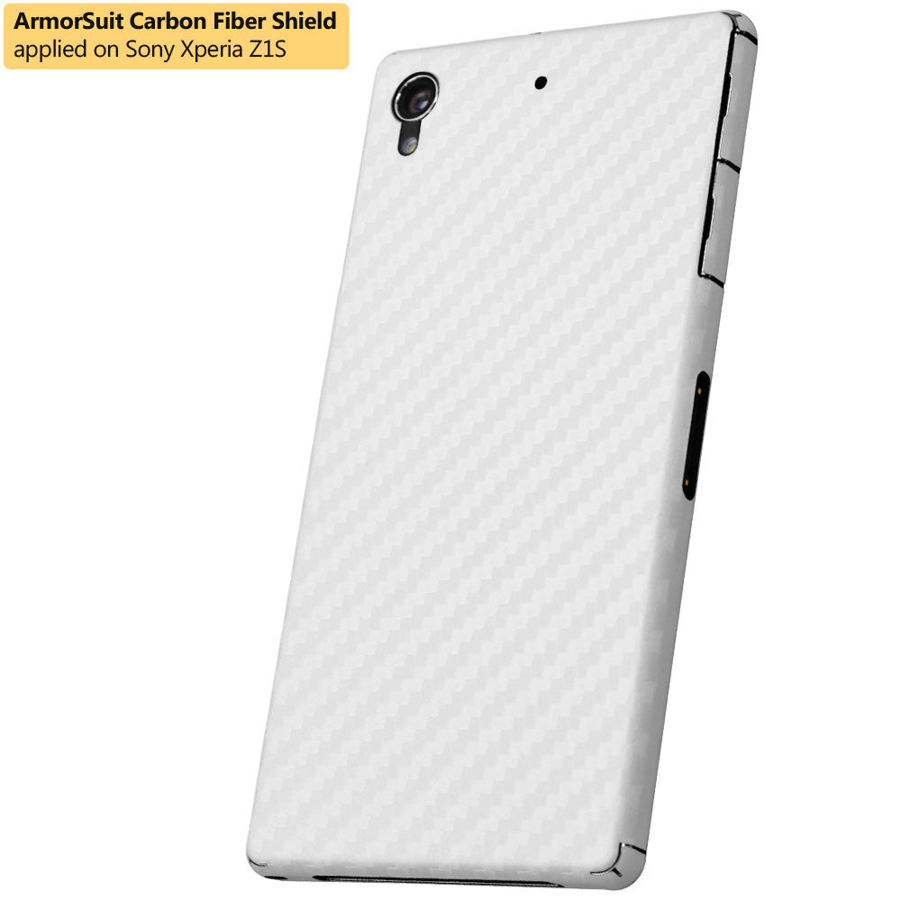 Sony Xperia Z1S Screen Protector + White Carbon Fiber Film Protector