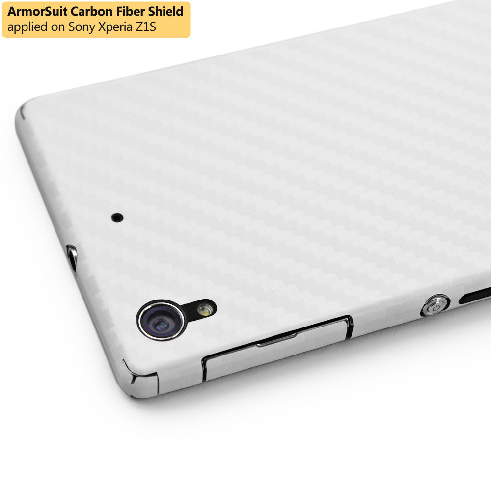 Sony Xperia Z1S Screen Protector + White Carbon Fiber Film Protector