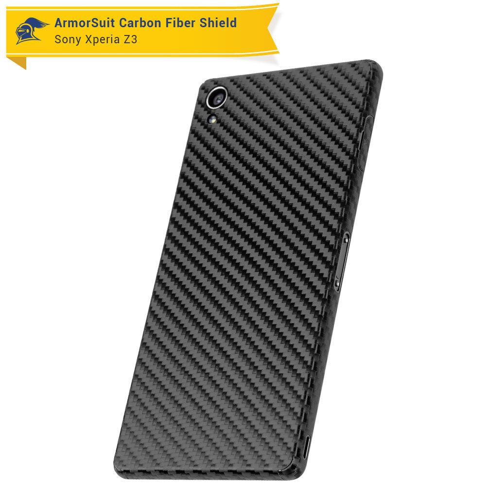 Sony Xperia Z3 Screen Protector + Black Carbon Fiber Skin