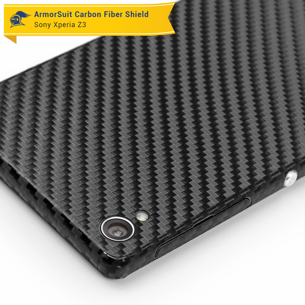 Sony Xperia Z3 Screen Protector + Black Carbon Fiber Skin