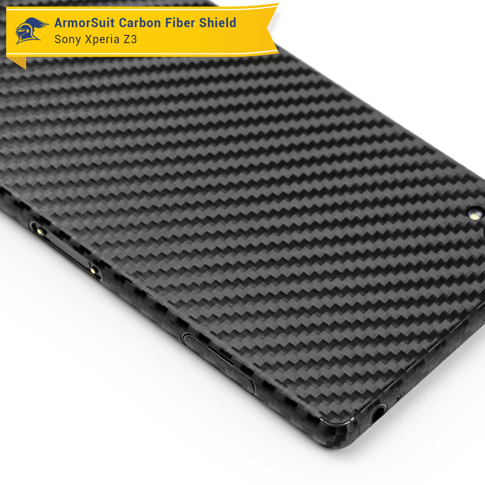 Sony Xperia Z3 Screen Protector + Black Carbon Fiber Skin