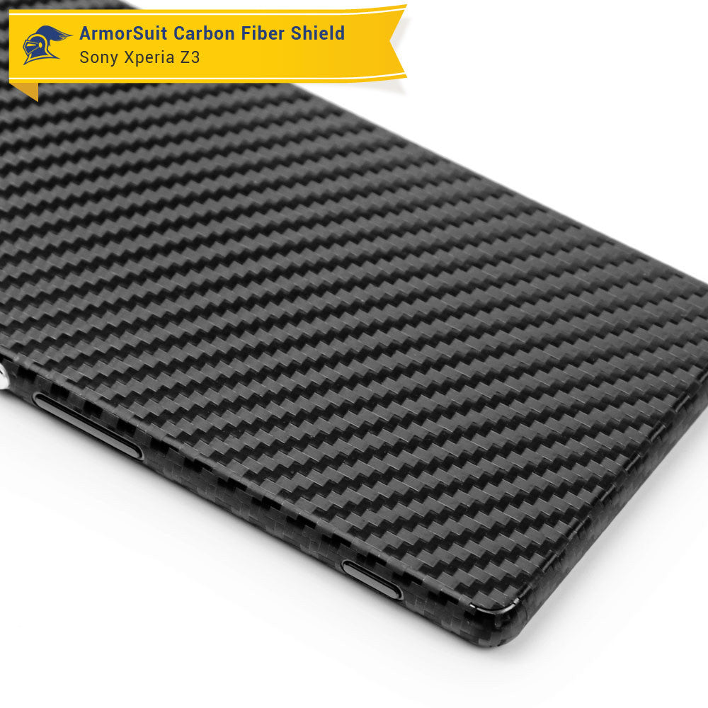 Sony Xperia Z3 Screen Protector + Black Carbon Fiber Skin