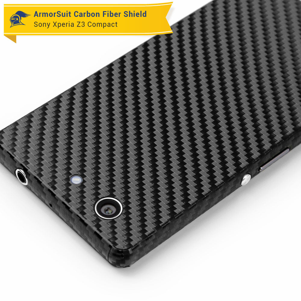 Sony Xperia Z3 Compact Screen Protector + Black Carbon Fiber Skin