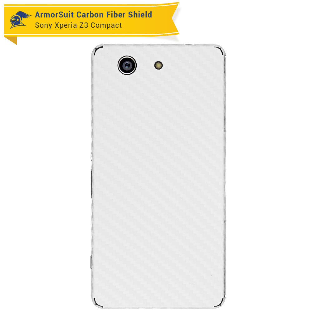 Sony Xperia Z3 Compact Screen Protector + White Carbon Fiber Skin