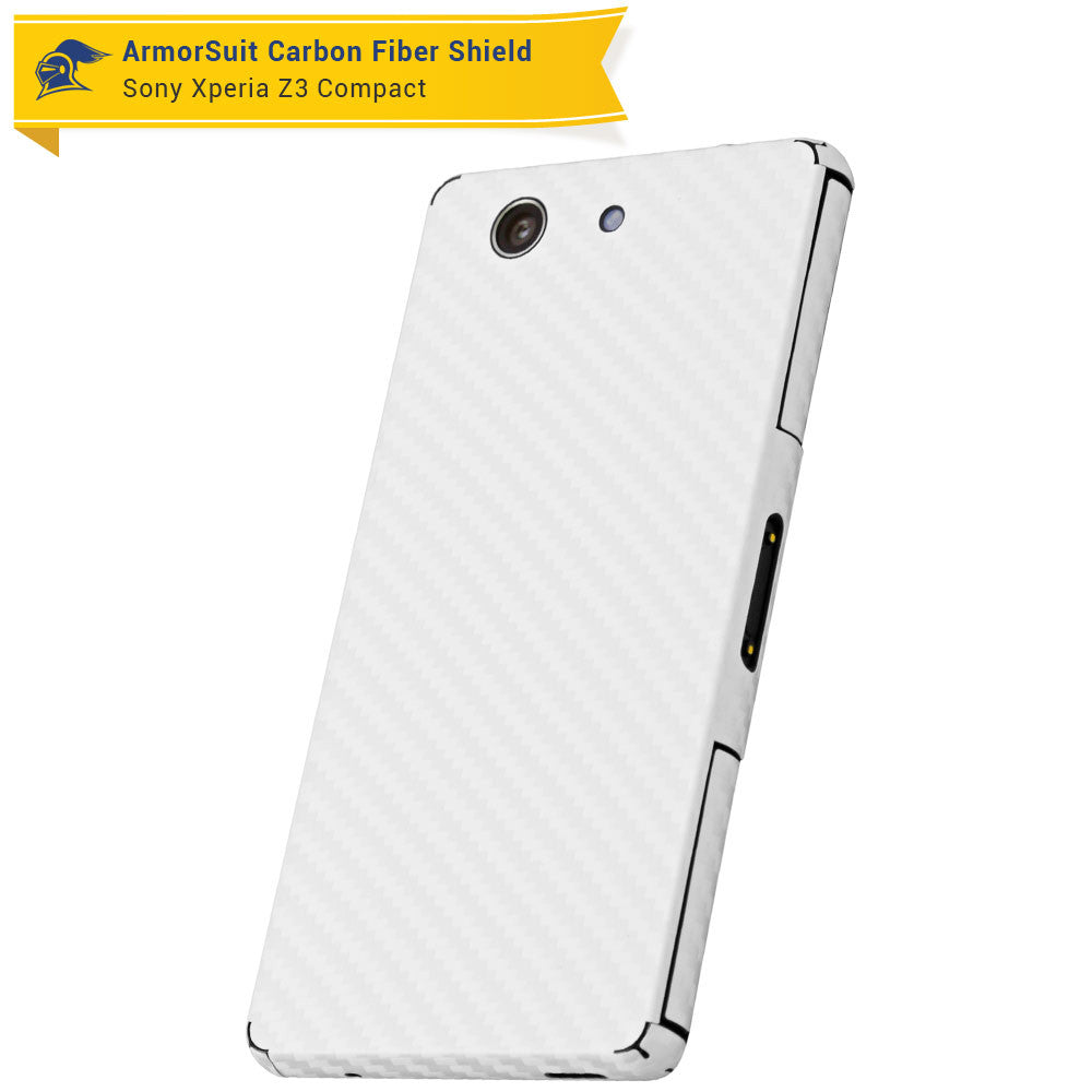 Sony Xperia Z3 Compact Screen Protector + White Carbon Fiber Skin