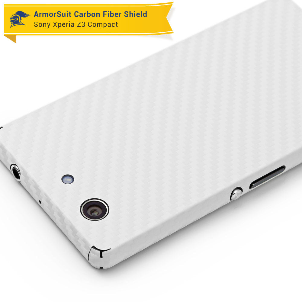 Sony Xperia Z3 Compact Screen Protector + White Carbon Fiber Skin