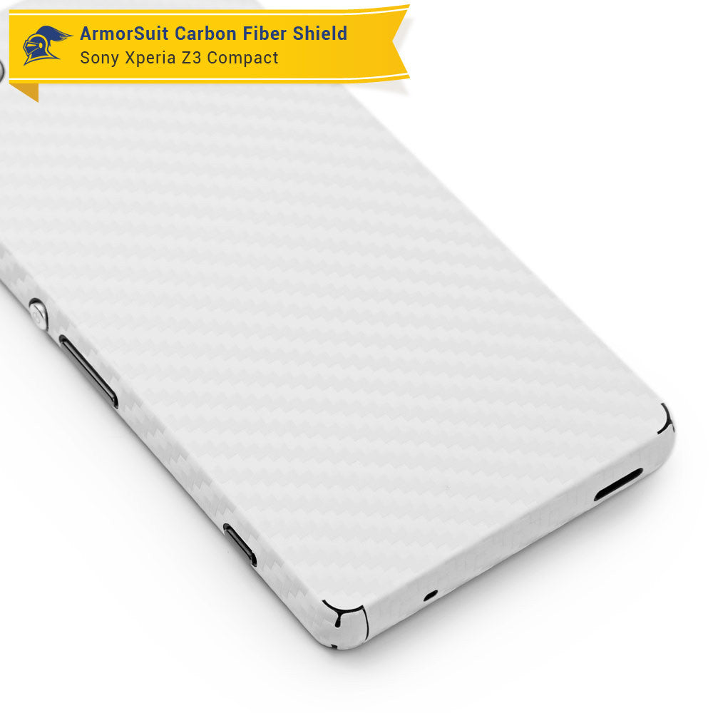 Sony Xperia Z3 Compact Screen Protector + White Carbon Fiber Skin