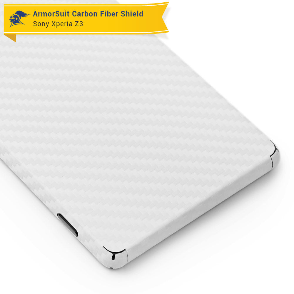 Sony Xperia Z3 Screen Protector + White Carbon Fiber Skin