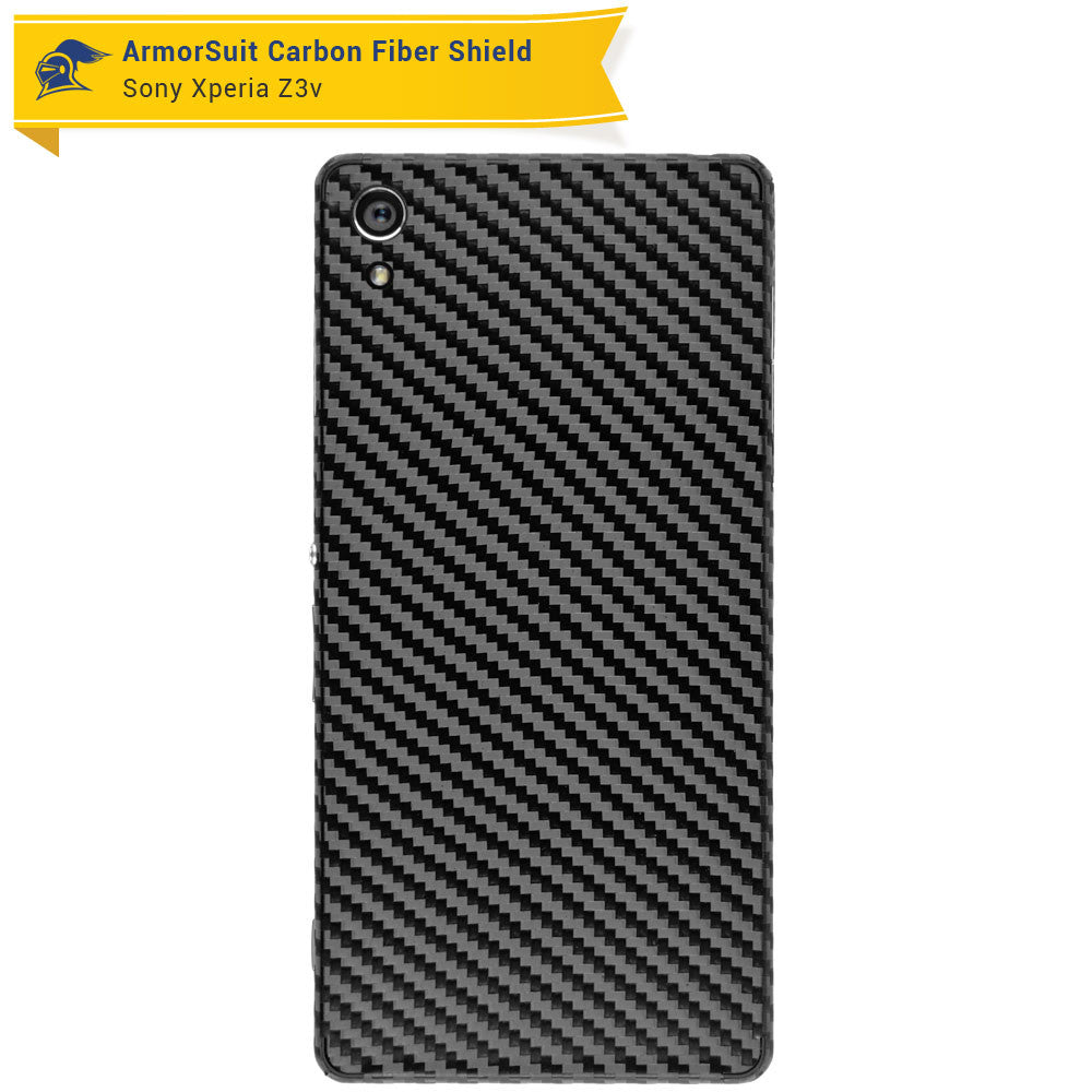Sony Xperia Z3V Screen Protector + Black Carbon Fiber Skin