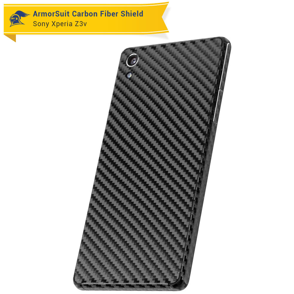 Sony Xperia Z3V Screen Protector + Black Carbon Fiber Skin