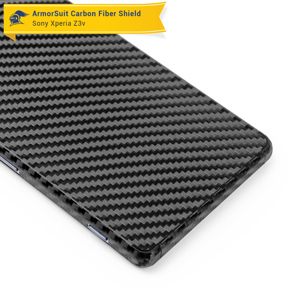 Sony Xperia Z3V Screen Protector + Black Carbon Fiber Skin