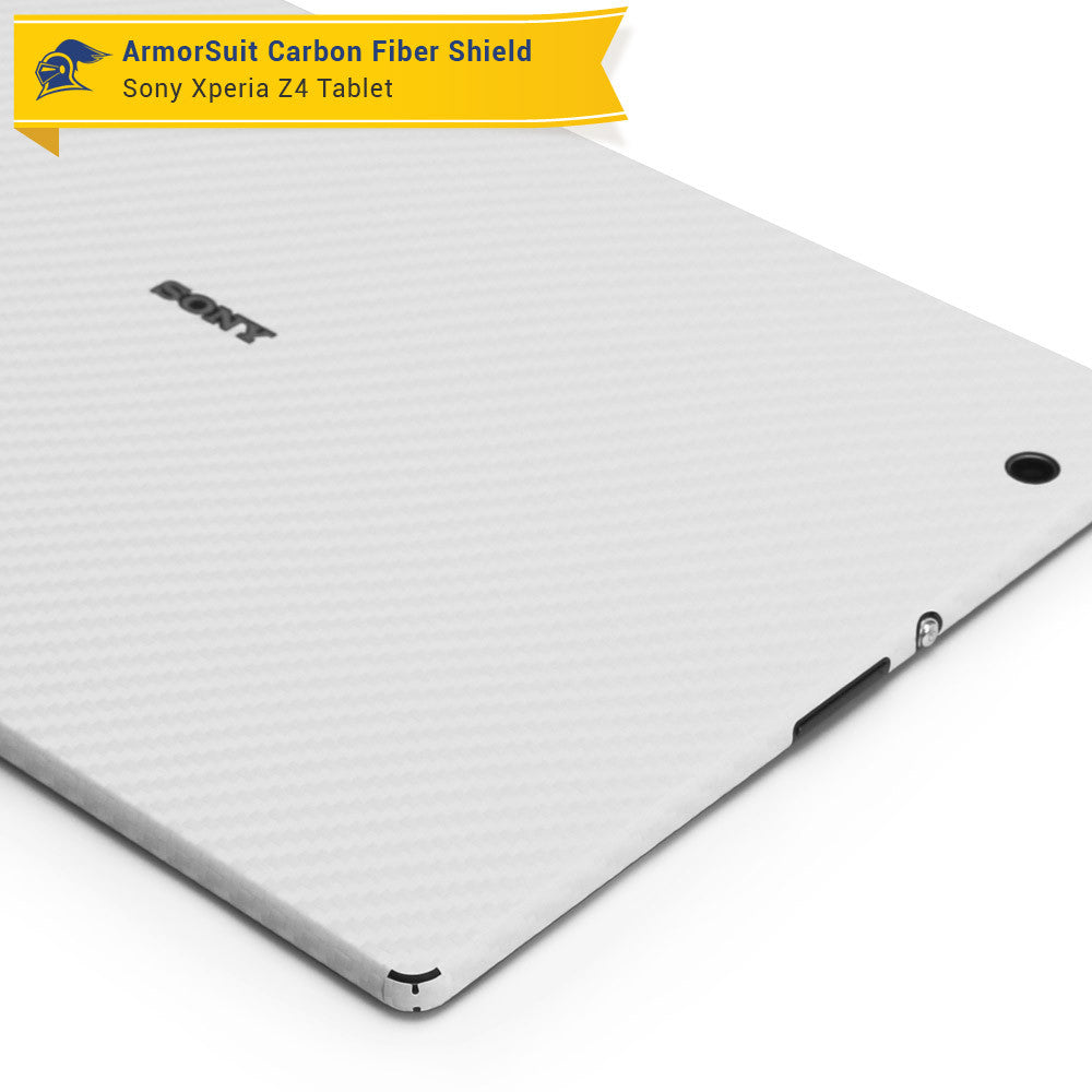 Sony Xperia Z4 Tablet Screen Protector + White Carbon Fiber Skin
