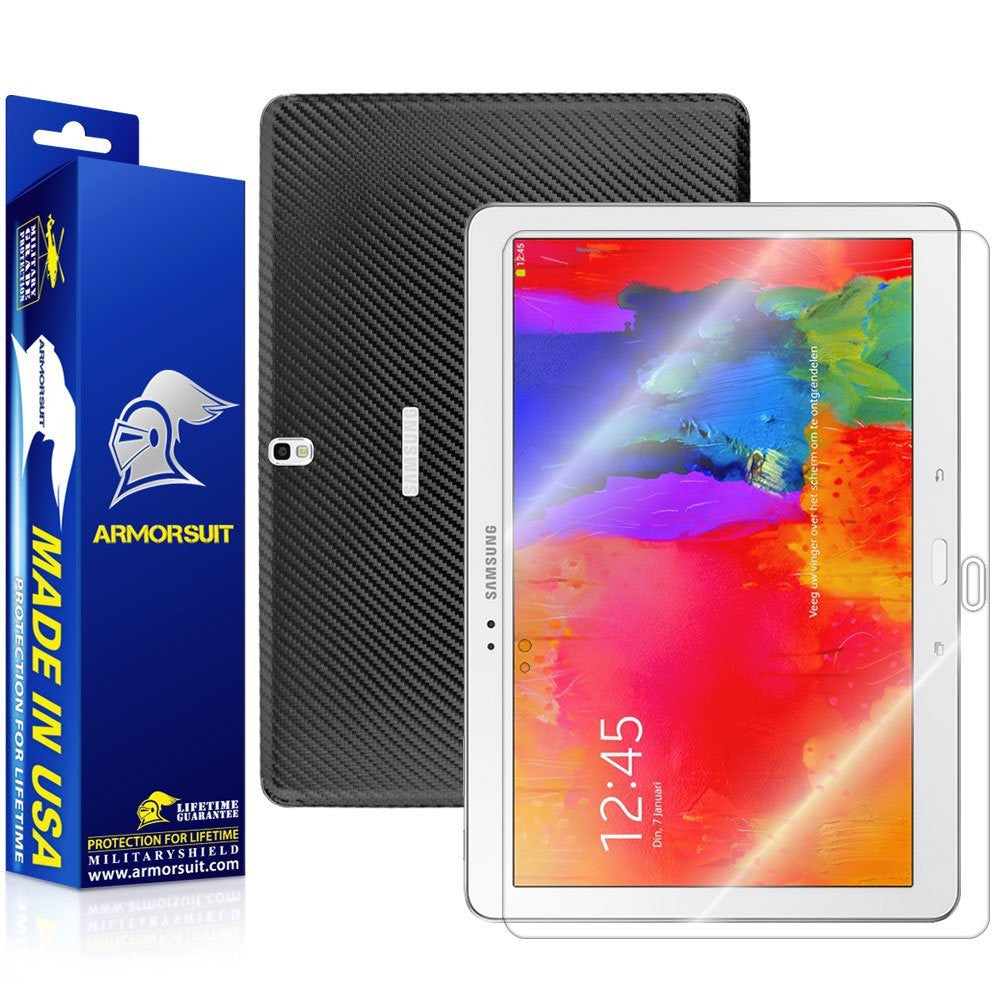 Samsung Galaxy TabPRO 12.2 Screen Protector + Black Carbon Fiber Film Protector