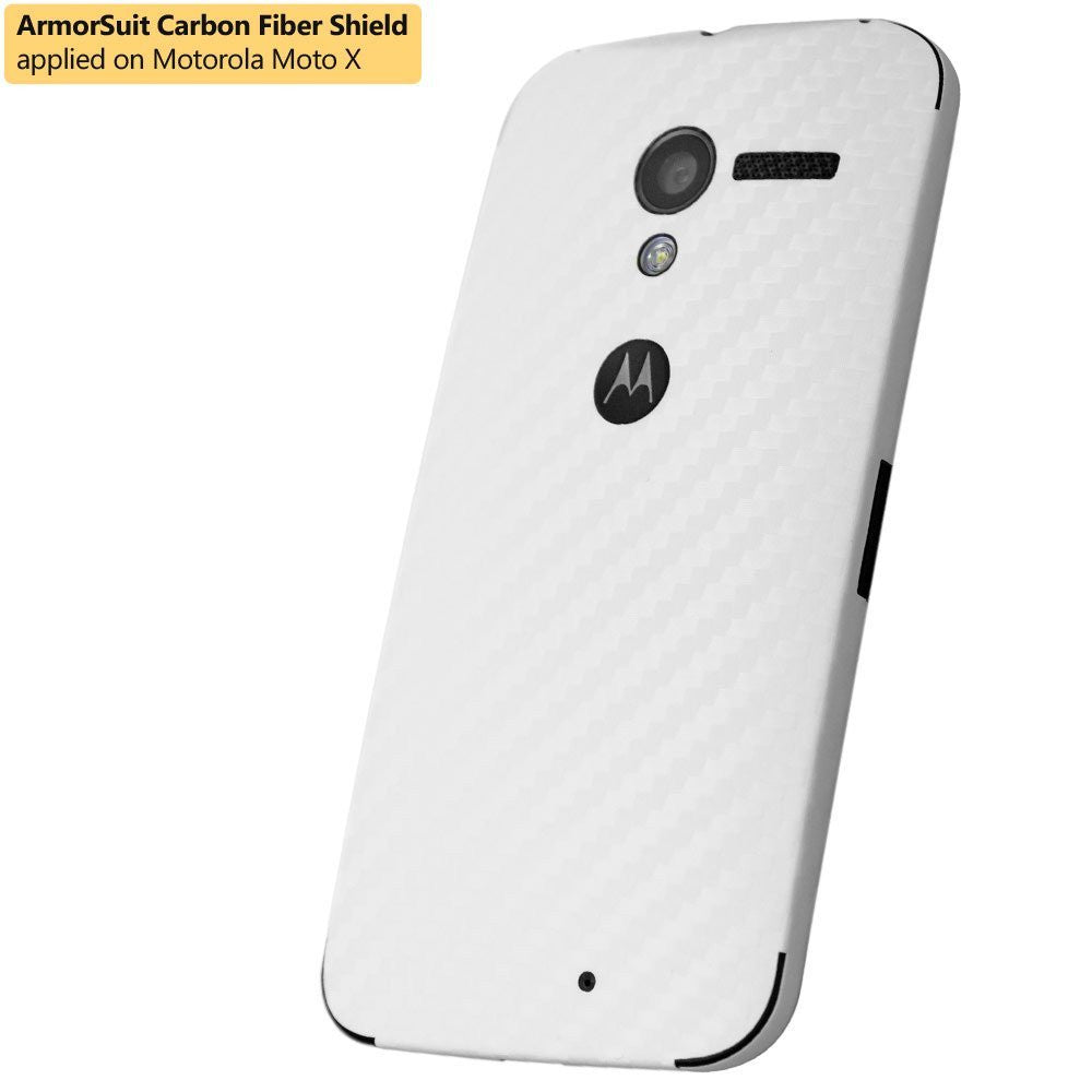 Motorola Moto X (1st Generation) Screen Protector + White Carbon Fiber Film Protector