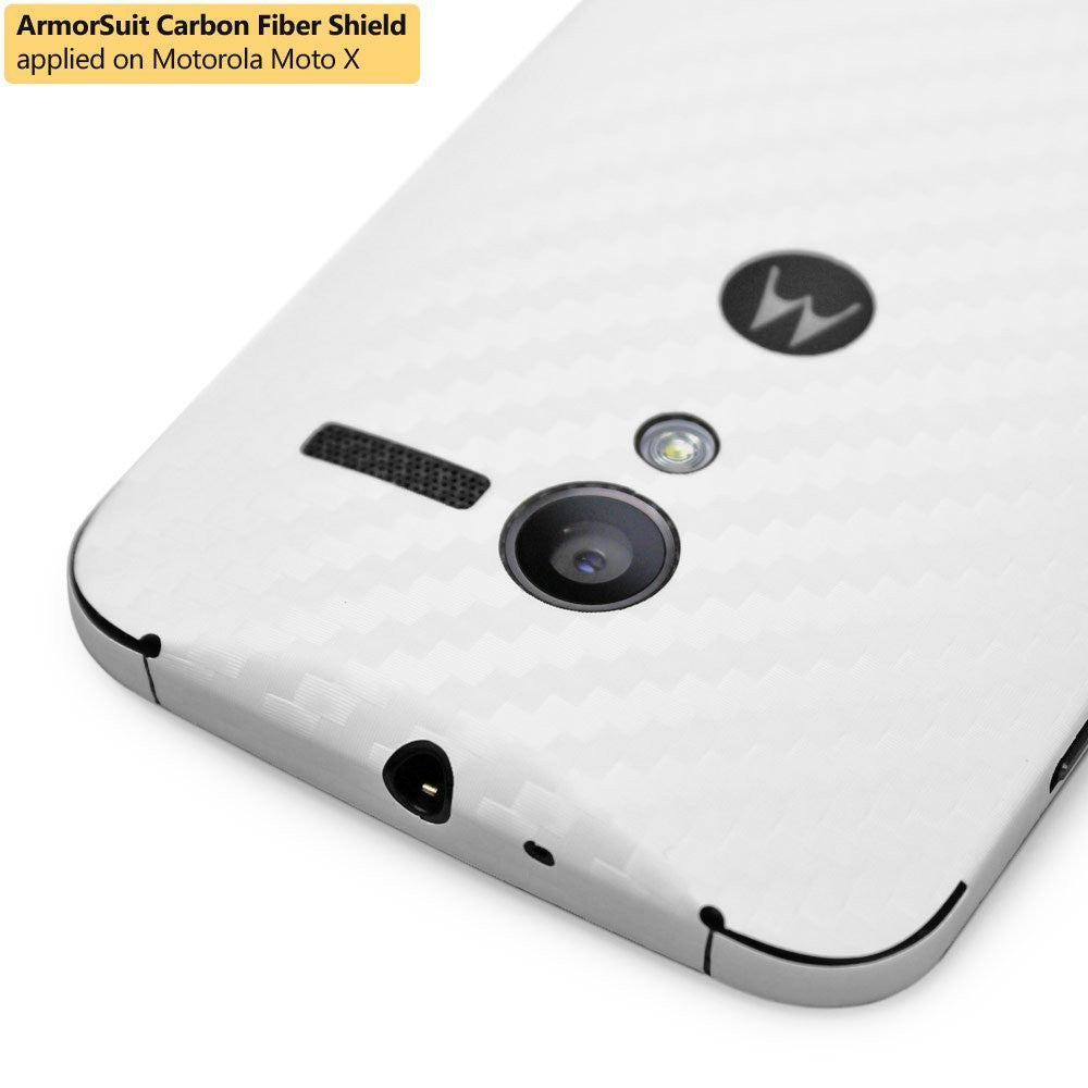 Motorola Moto X (1st Generation) Screen Protector + White Carbon Fiber Film Protector