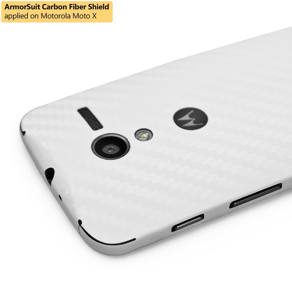 Motorola Moto X (1st Generation) Screen Protector + White Carbon Fiber Film Protector