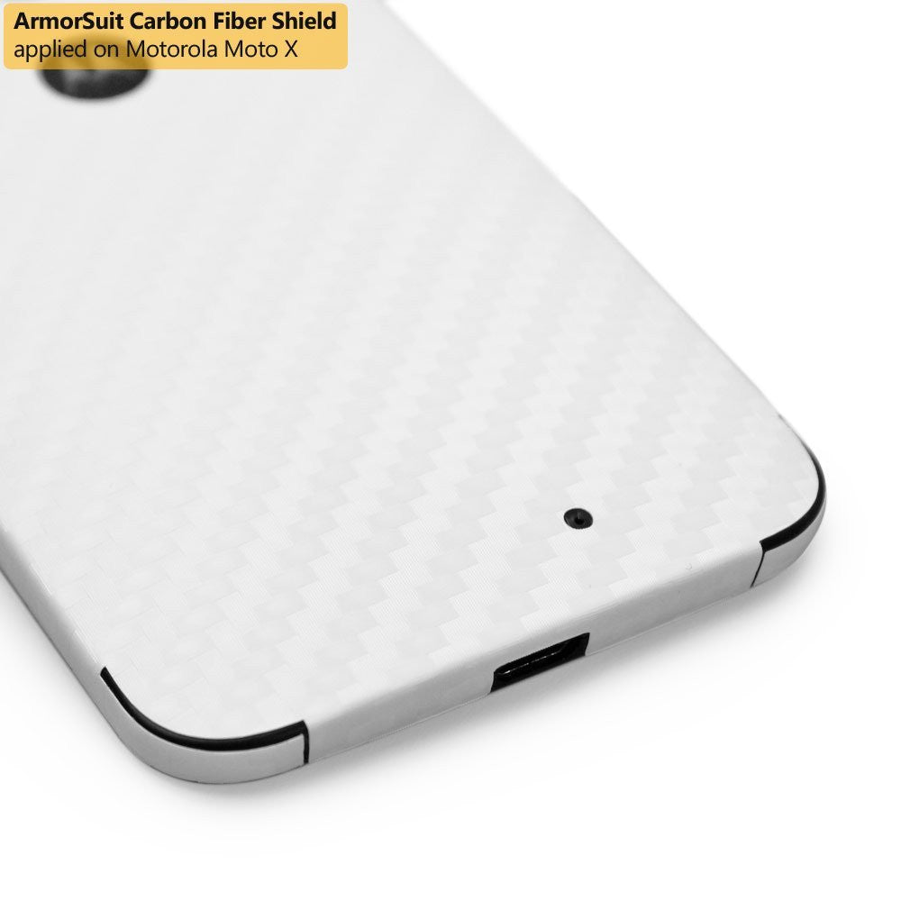 Motorola Moto X (1st Generation) Screen Protector + White Carbon Fiber Film Protector