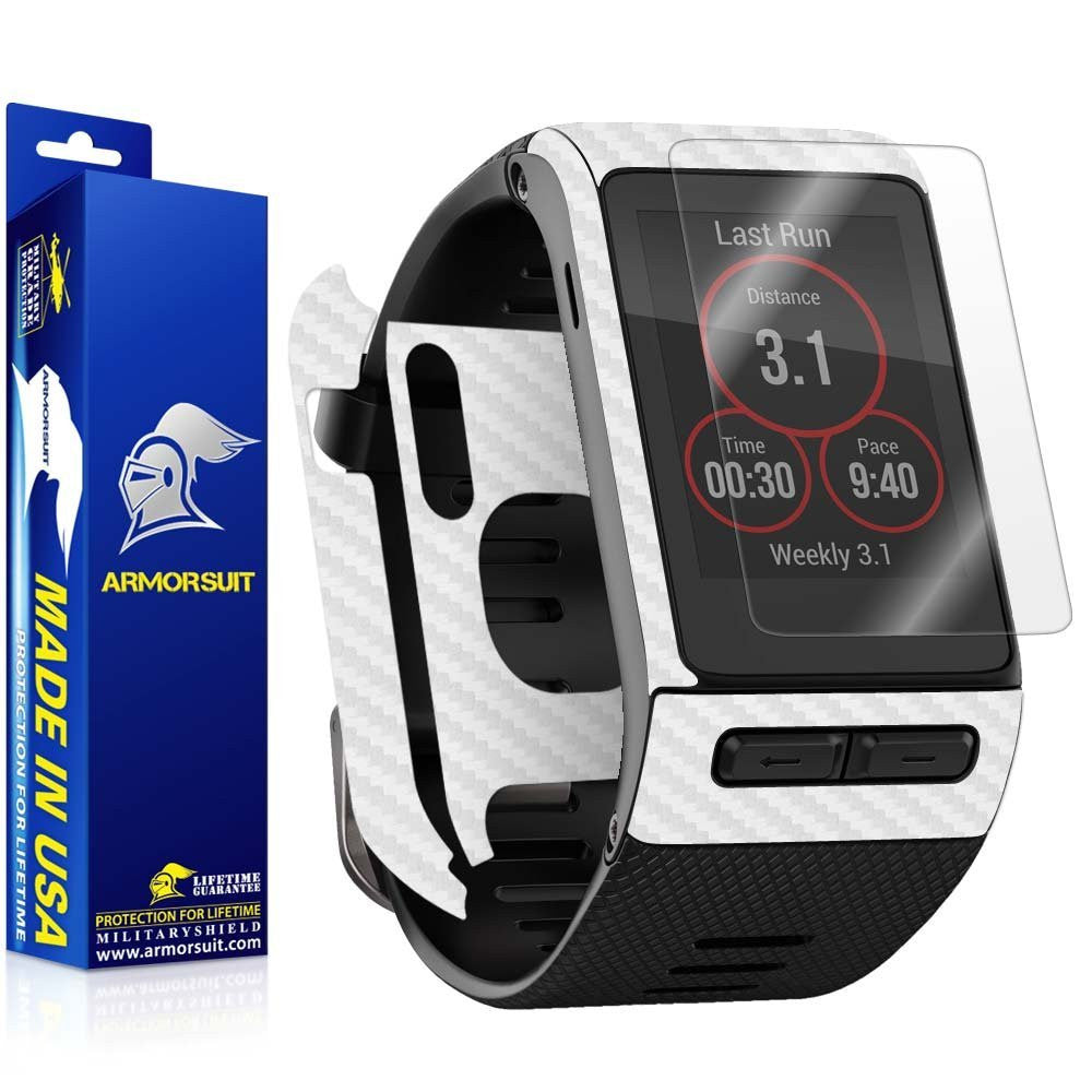 Garmin Vivoactive HR Screen Protector + White Carbon Fiber Skin