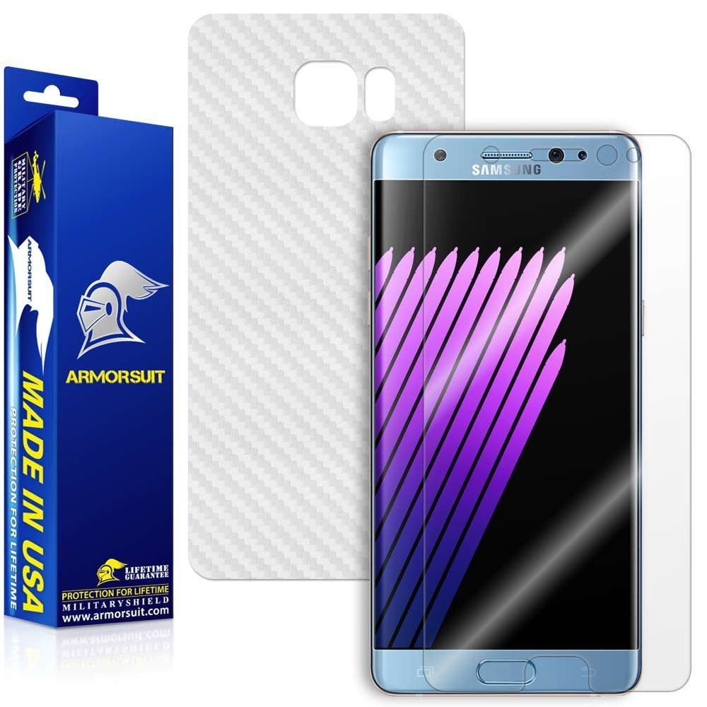 Samsung Galaxy Note 7 Screen Protector + White Carbon Fiber Skin