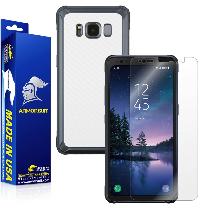 Samsung Galaxy S8 Active Screen Protector + Carbon Fiber Skin