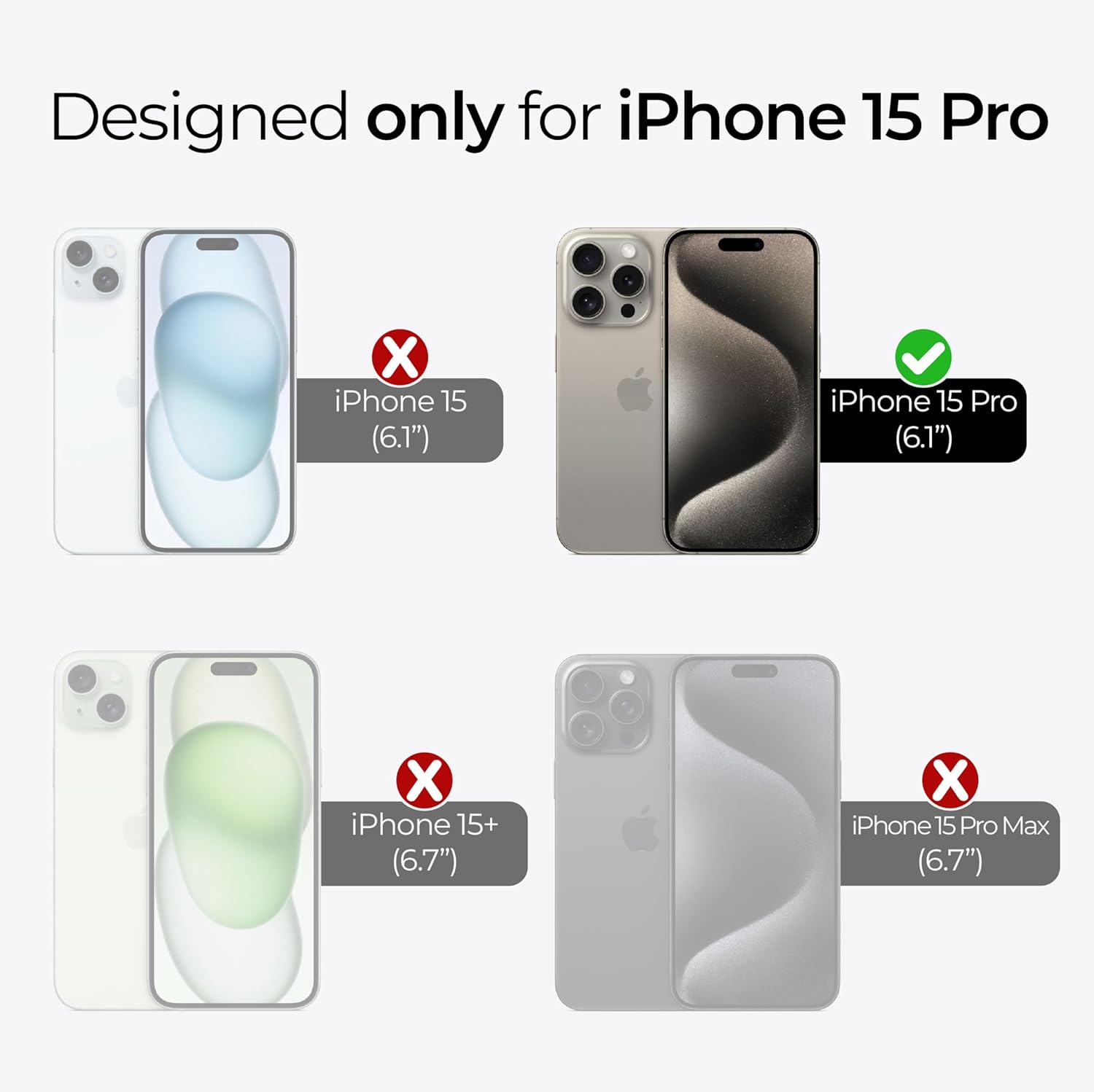 [2 Pack + 2 Pack] ArmorSuit for iPhone 15 Pro (6.1 in) Tempered Glass Screen Protector + Camera Lenses protector