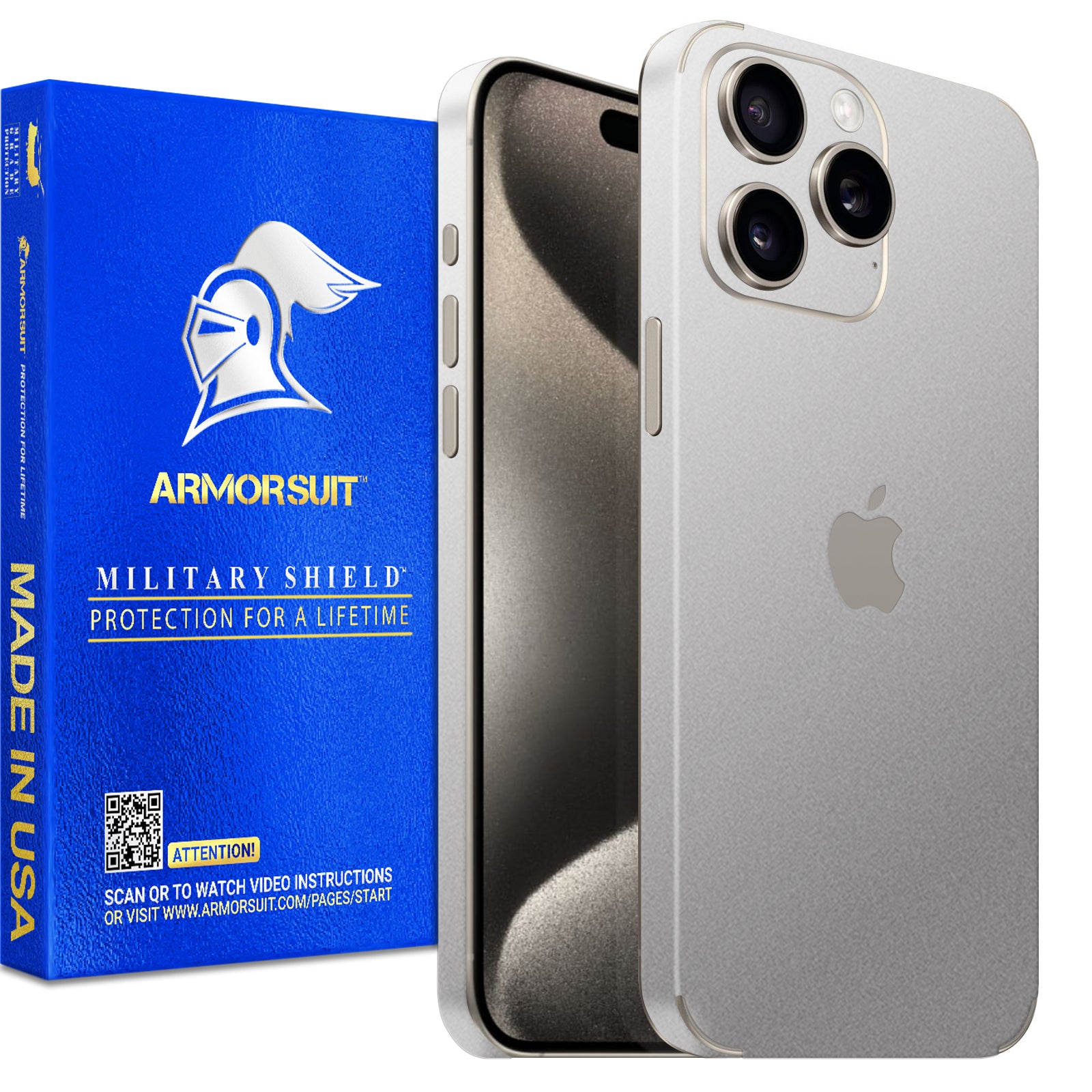 [2 Pack] Armorsuit MilitaryShield Vinyl Skin Wrap Film for iPhone 15 Pro Max