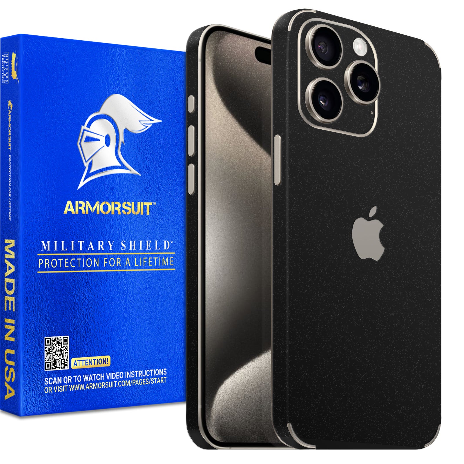 [2 Pack] Armorsuit MilitaryShield Vinyl Skin Wrap Film for iPhone 15 Pro Max