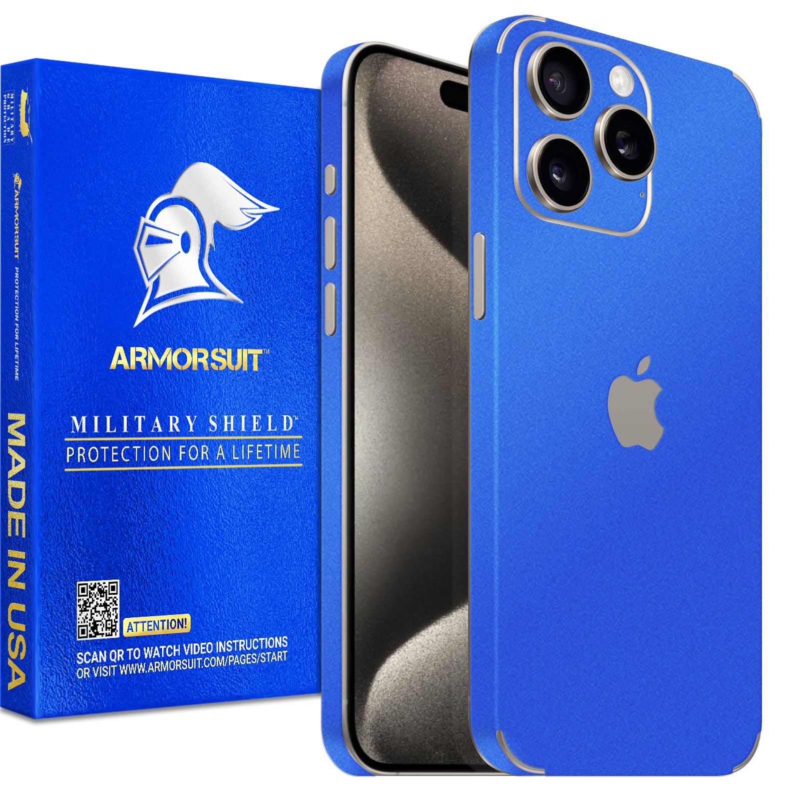 [2 Pack] Armorsuit MilitaryShield Vinyl Skin Wrap Film for iPhone 15 Pro Max
