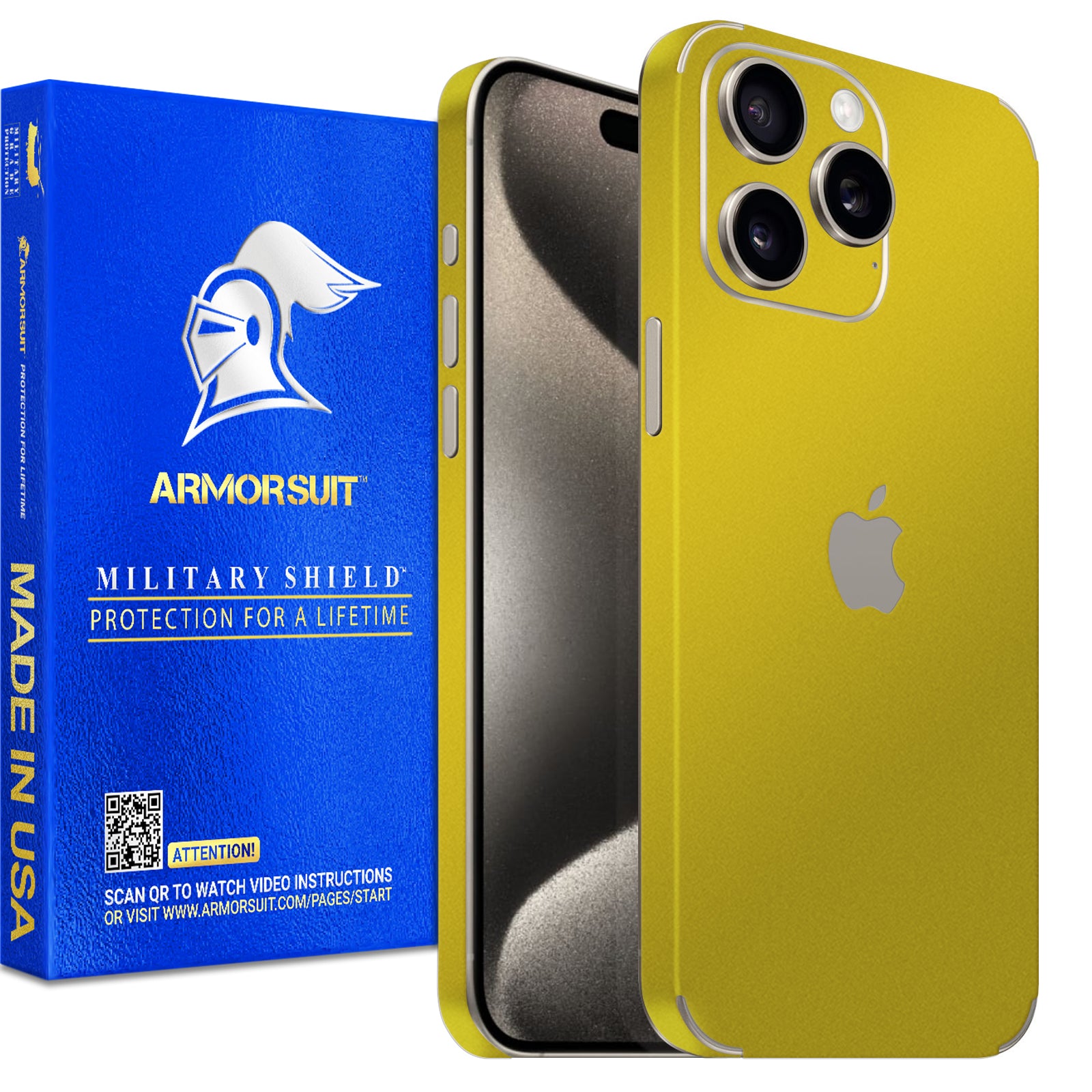 [2 Pack] Armorsuit MilitaryShield Vinyl Skin Wrap Film for iPhone 15 Pro Max