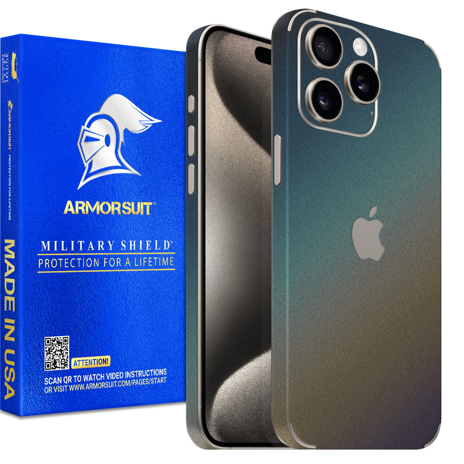 [2 Pack] Armorsuit MilitaryShield Vinyl Skin Wrap Film for iPhone 15 Pro Max
