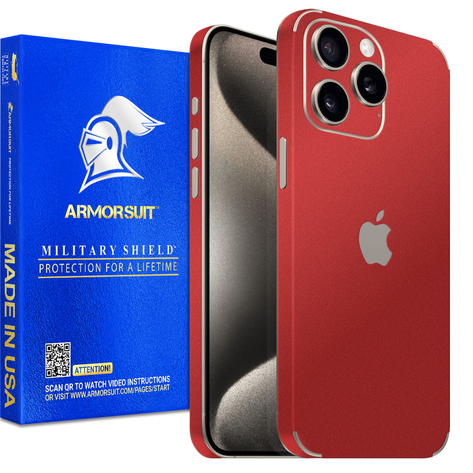 [2 Pack] Armorsuit MilitaryShield Vinyl Skin Wrap Film for iPhone 15 Pro Max