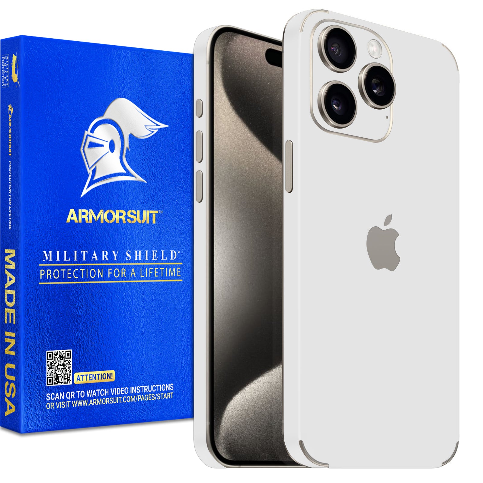 [2 Pack] Armorsuit MilitaryShield Vinyl Skin Wrap Film for iPhone 15 Pro Max