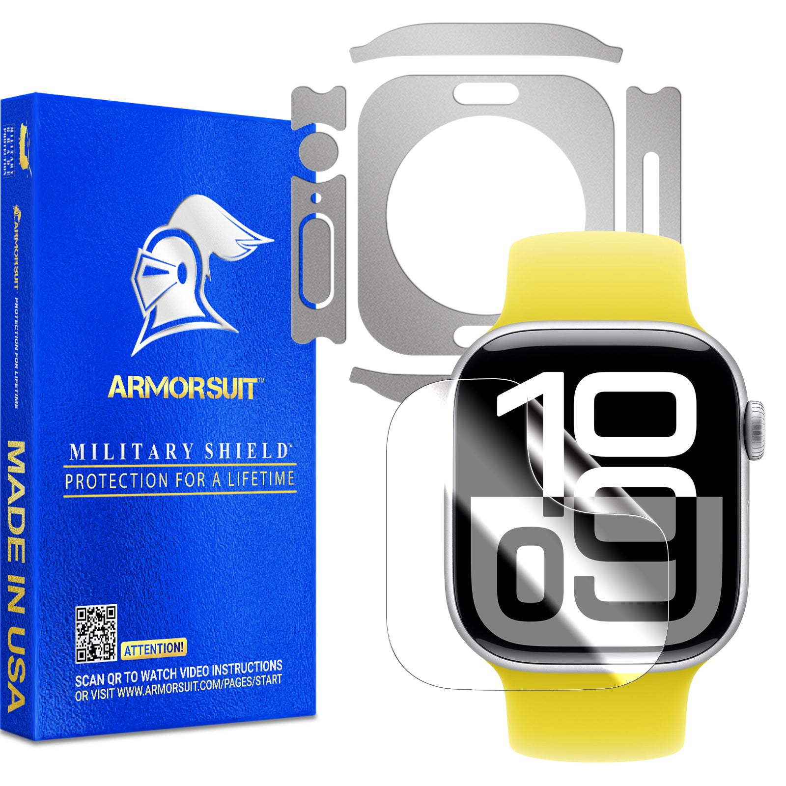 [1 + 6 Pack] Armorsuit Vinyl Skin Wrap Film for Apple Watch Series 10 (42mm) + Screen Protector