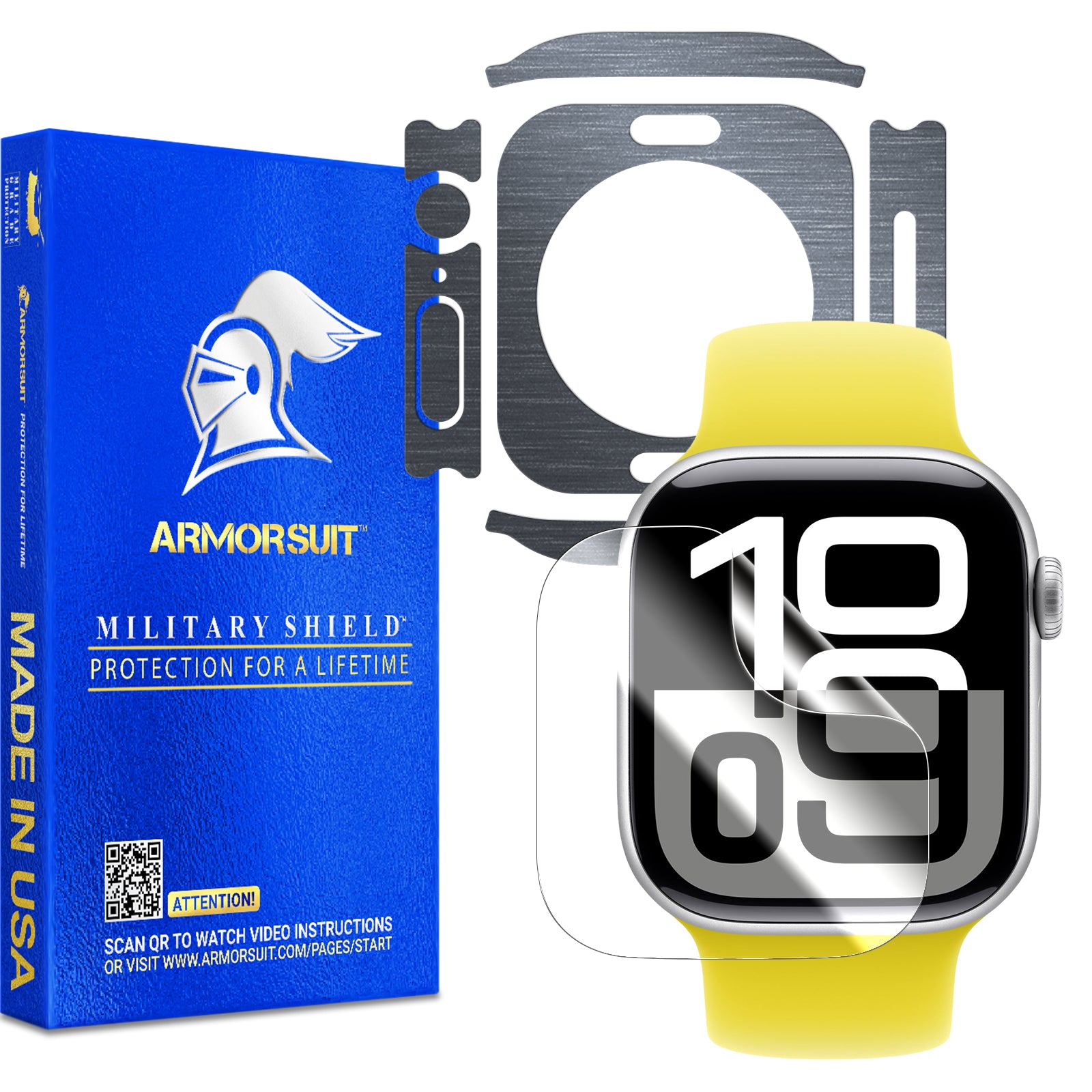 [1 + 6 Pack] Armorsuit Vinyl Skin Wrap Film for Apple Watch Series 10 (42mm) + Screen Protector